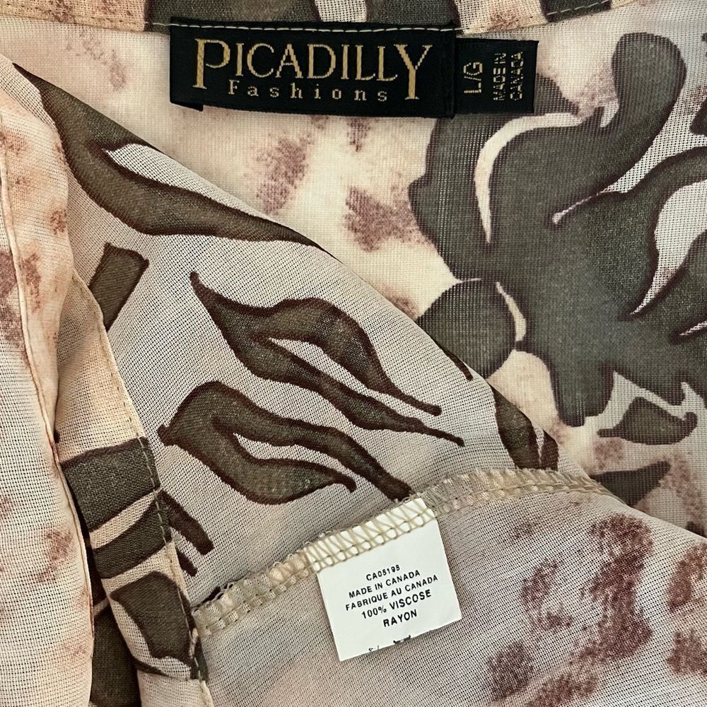 Picadilly Fashions Open Front Waterfall Jacket Large Collared Sheer Rayon Canada - Picture 7 of 7
